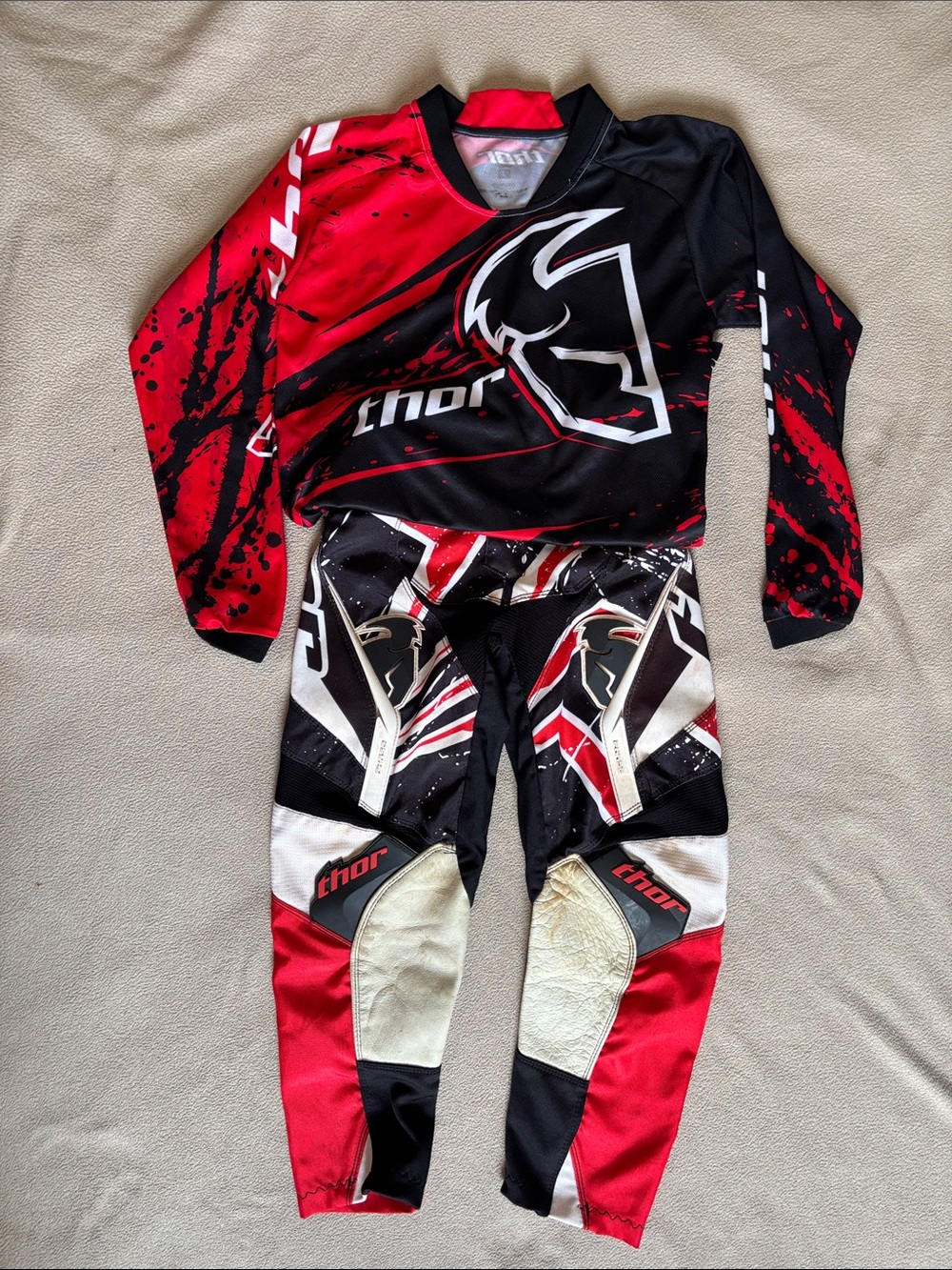 Thor Red, Black & White Motocross Jersey and Pants